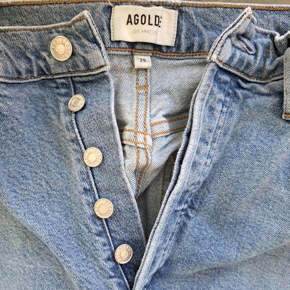 AGOLDE Riley High Rise Straight Leg Crop Size 29 Whiplash Distressed Stone Wash - Picture 7 of 14